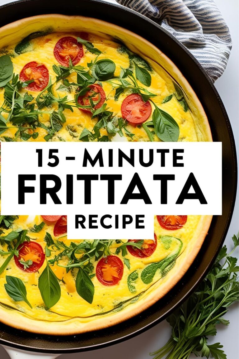 A colorful frittata in a skillet, showcasing a mix of veggies and melted cheese.