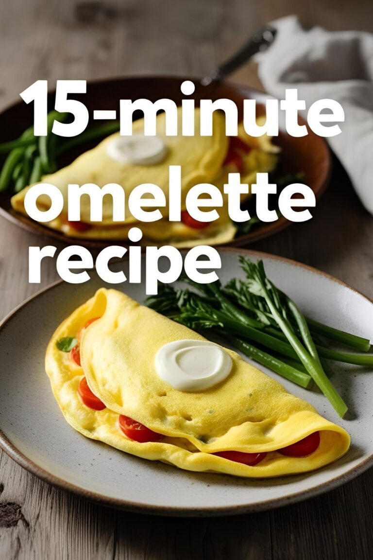 A fluffy omelette filled with fresh vegetables and melted cheese, served on a rustic plate.
