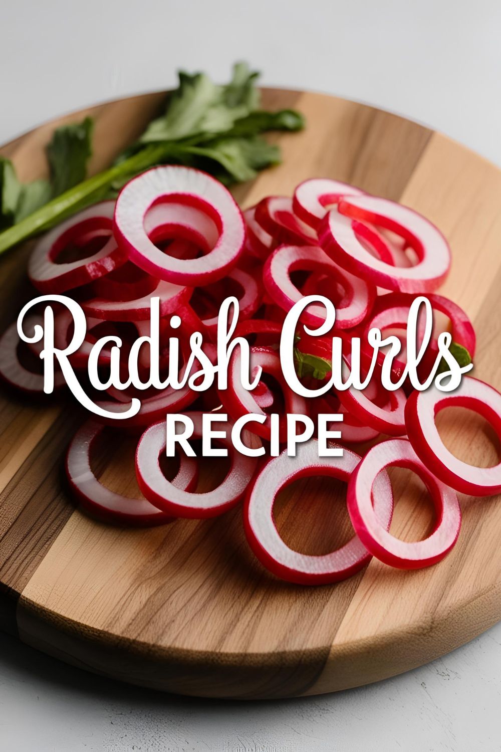 A bowl of beautifully curled radish slices ready to serve.