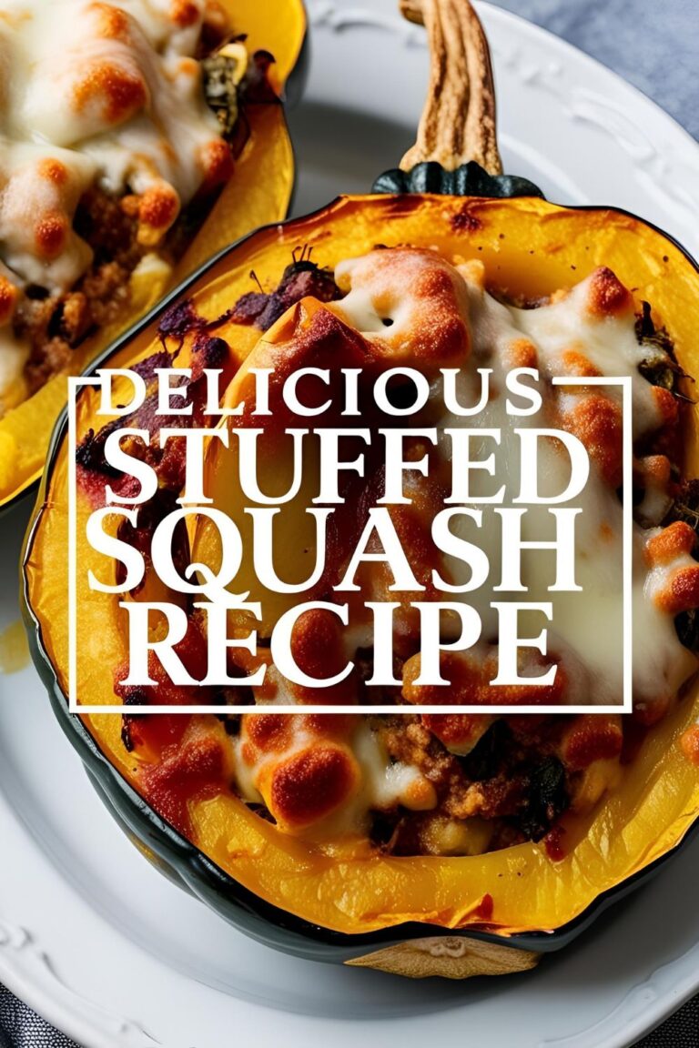 A delicious stuffed squash half filled with quinoa, vegetables, and melted cheese.