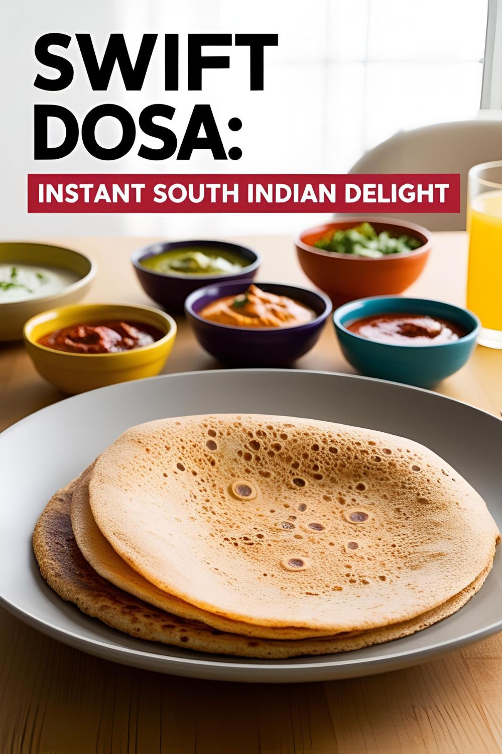A crispy Swift Dosa served with coconut chutney and sambar.