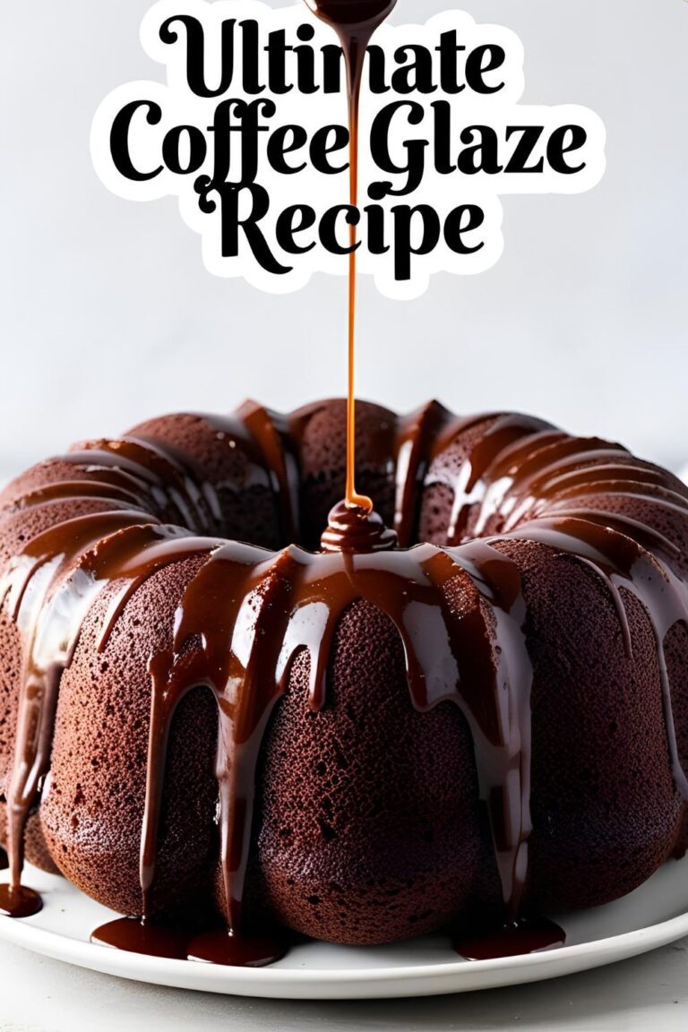 A rich coffee glaze drizzled over a chocolate bundt cake, showcasing its glossy finish.