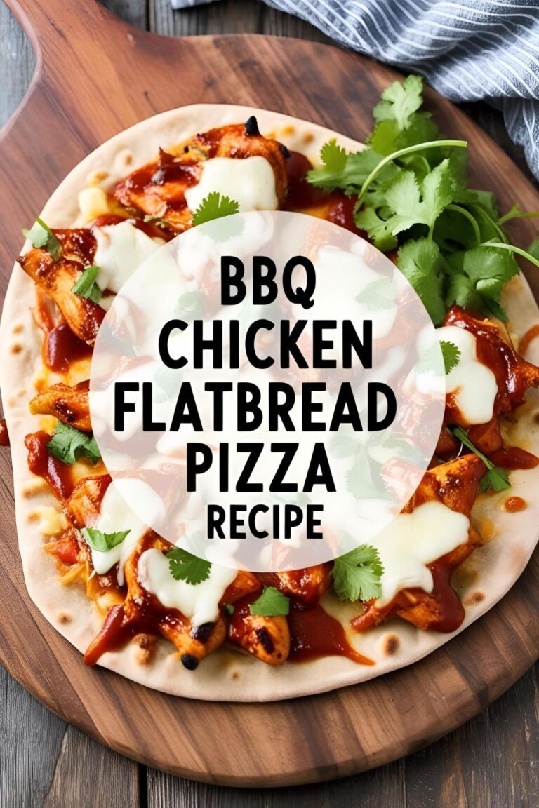 "BBQ Chicken Flatbread Pizza with melted cheese and fresh cilantro on a wooden board"