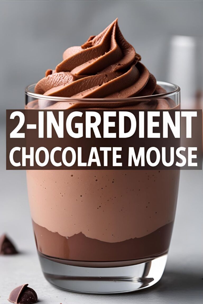 2‑Ingredient Chocolate Mousse topped with raspberries and mint in a glass