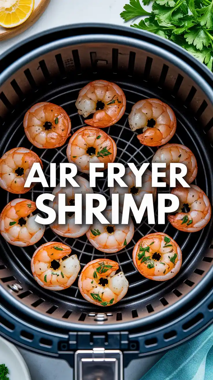 Crispy garlic paprika shrimp piled in an air fryer basket