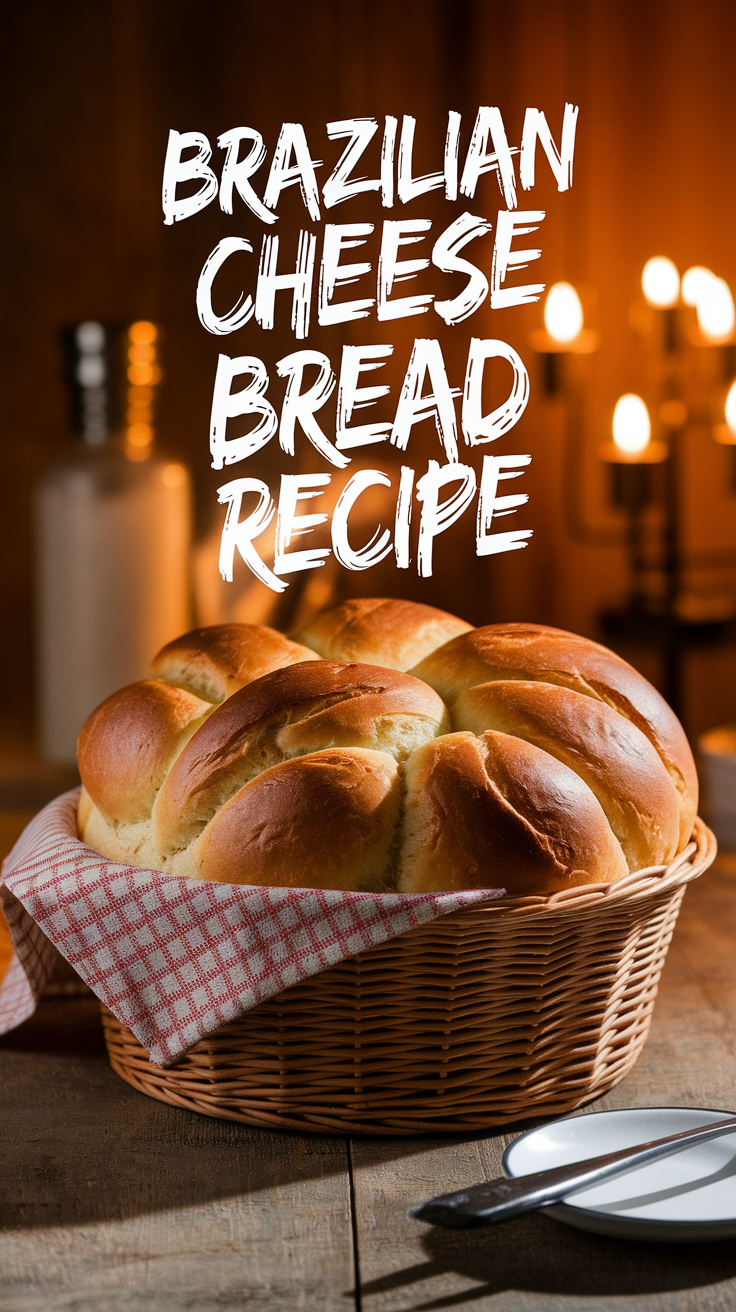 Basket of puffed Brazilian cheese bread with golden crust.