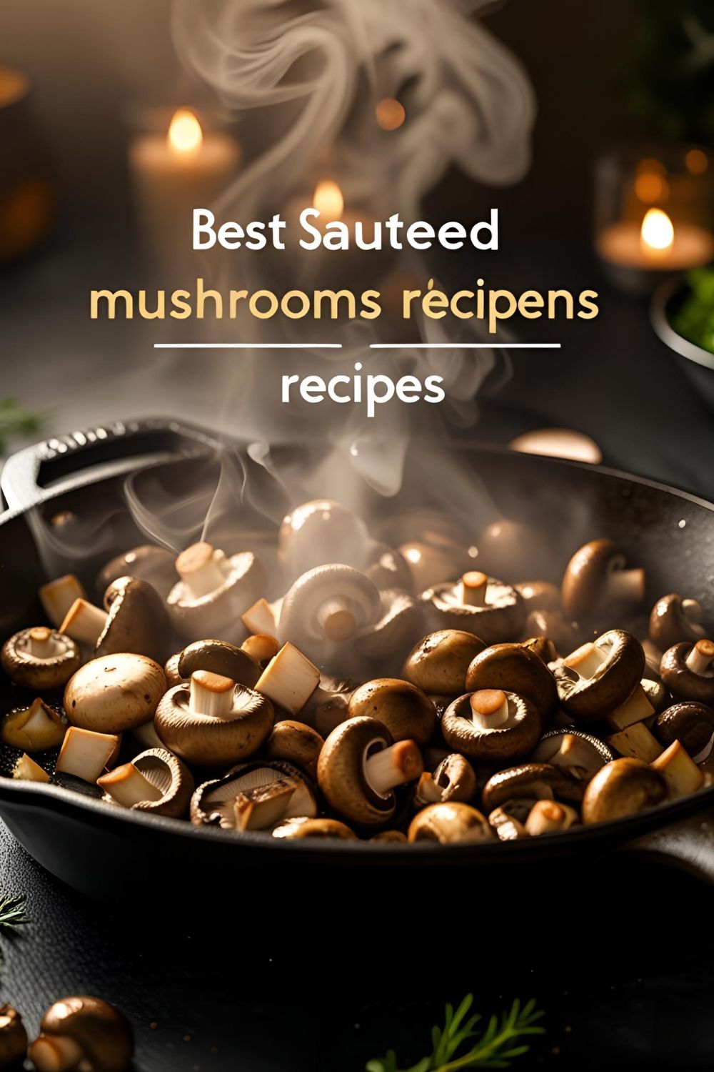 Sautéed mushrooms on a rustic plate garnished with fresh parsley