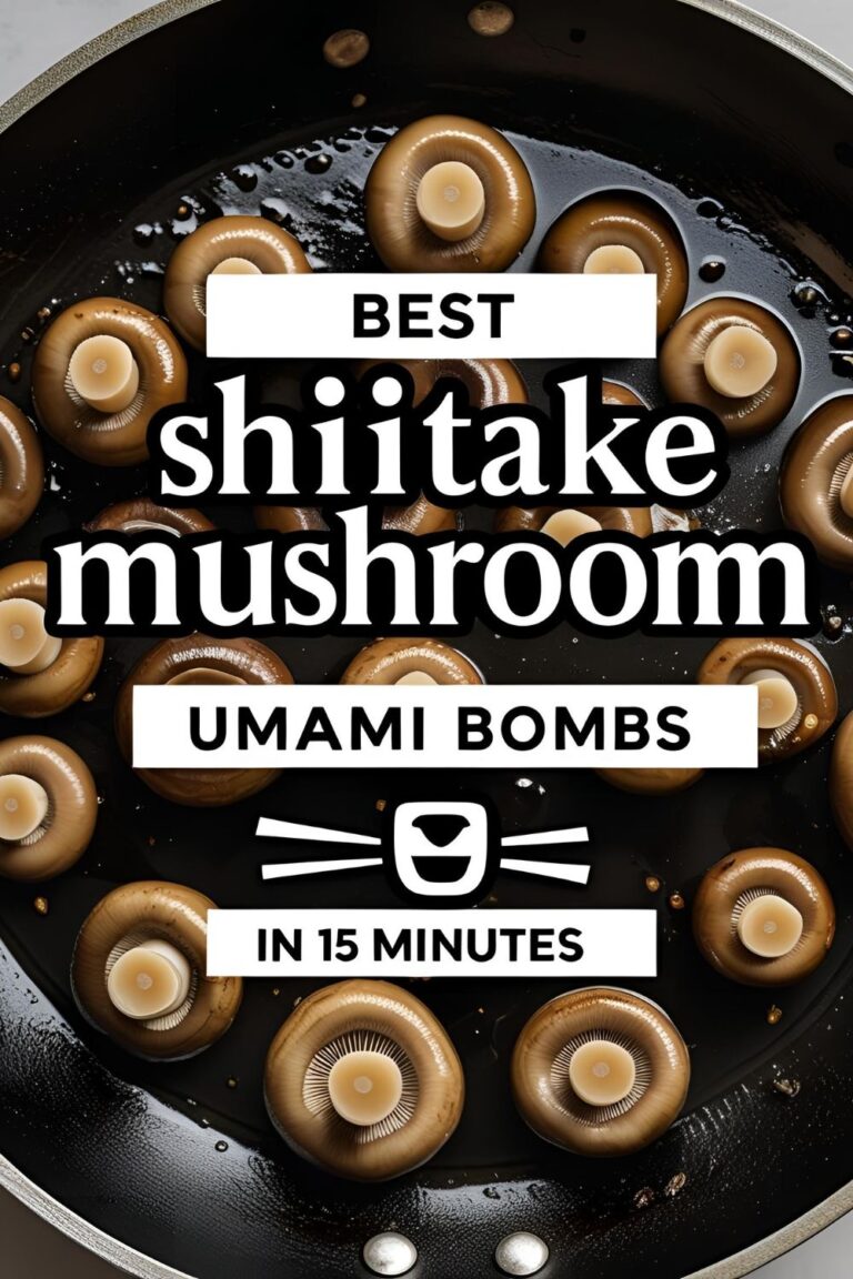 Sautéed shiitake mushrooms garnished with green onions in a skillet.