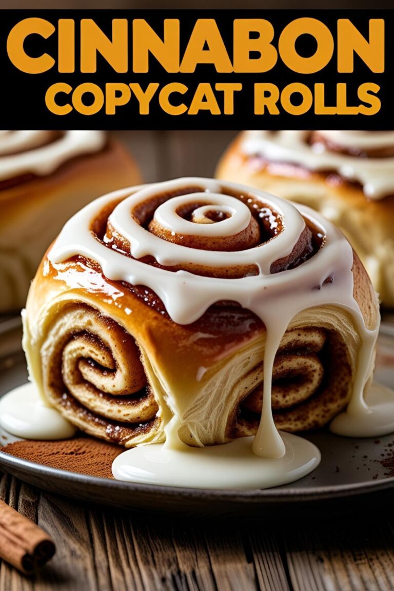 Close-up of fluffy Cinnabon-style cinnamon roll with cream cheese frosting.