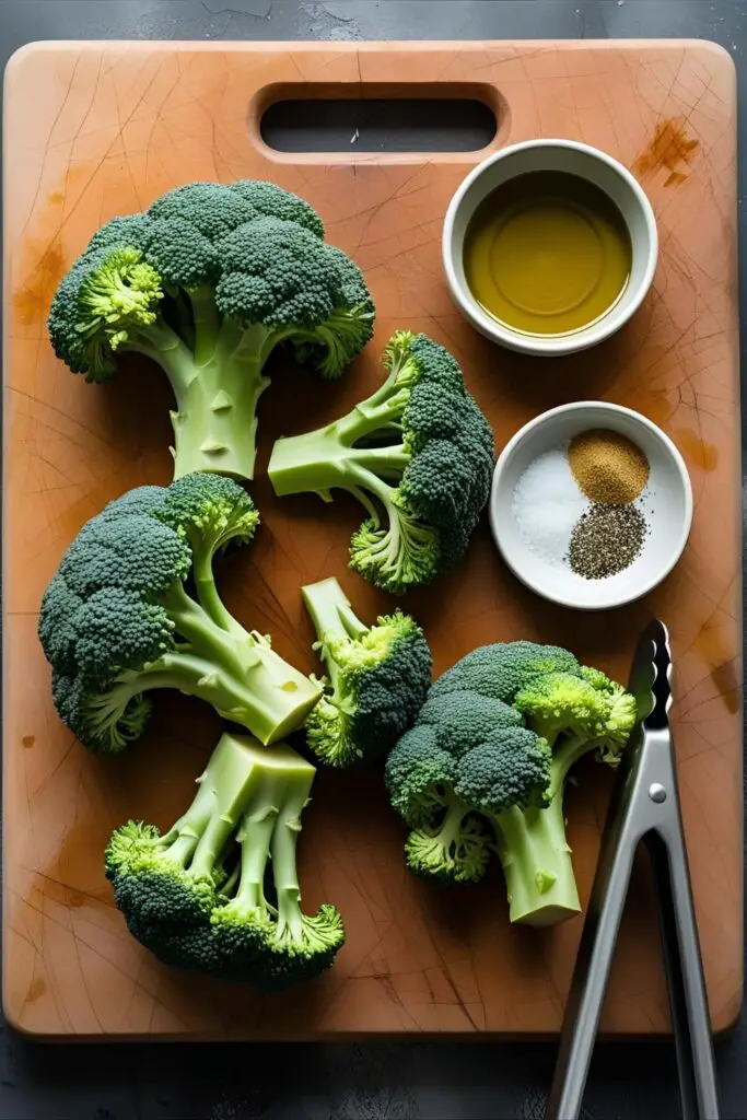 Air fryer broccoli sprinkled with parmesan cheese