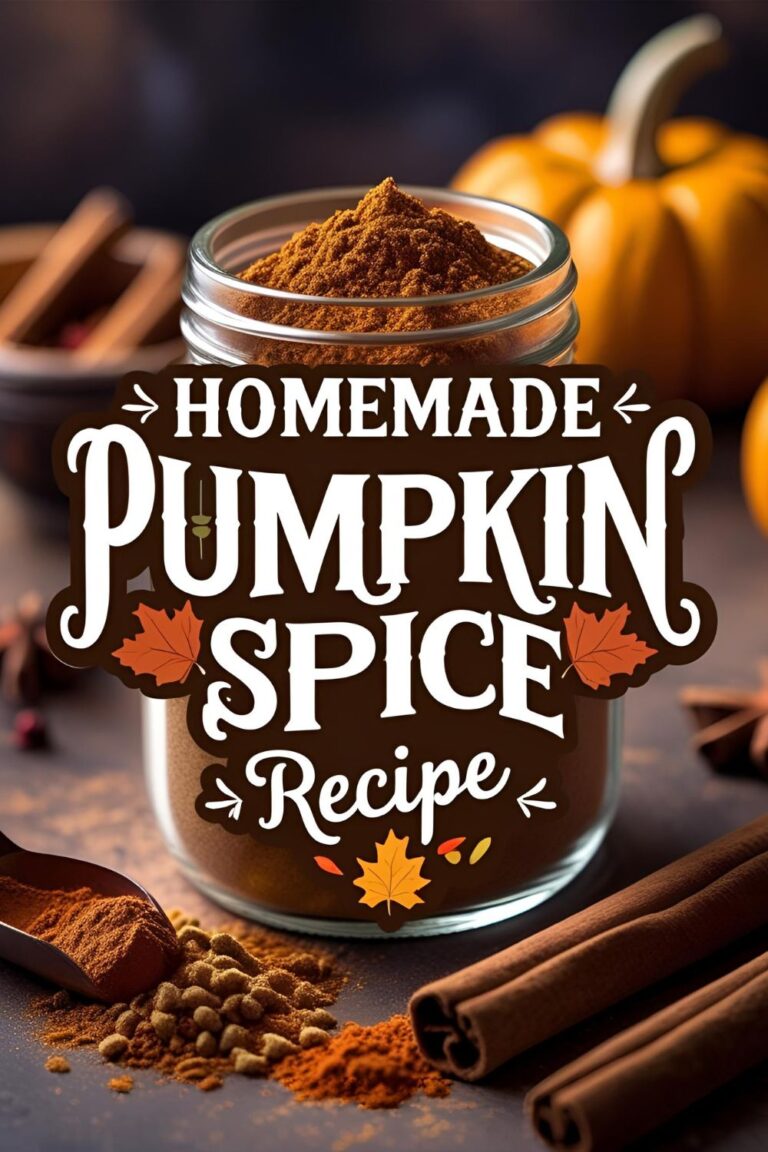 A jar of homemade pumpkin spice blend surrounded by the individual spices used in the recipe.