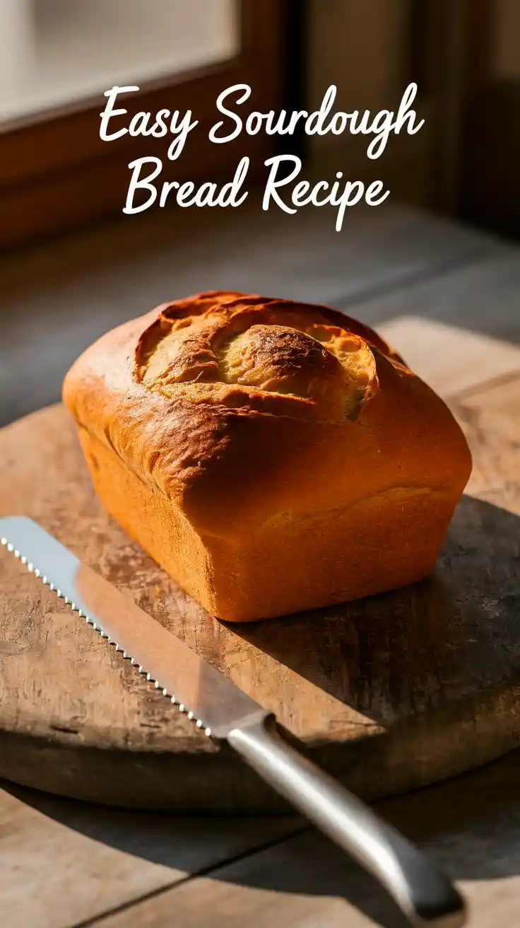Golden crusty sourdough loaf fresh out of the oven with rustic scoring and perfect texture.