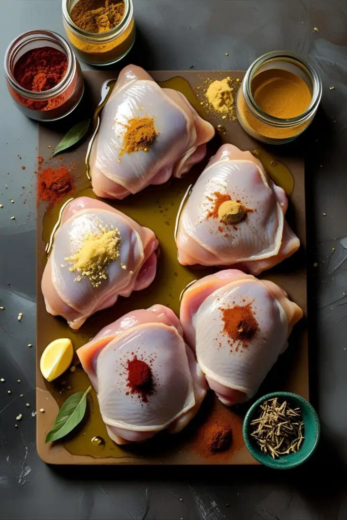 Close‑up of air fryer chicken served with lemon wedges