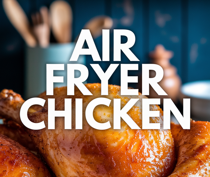 Plate of juicy, golden air fryer chicken with parsley garnish