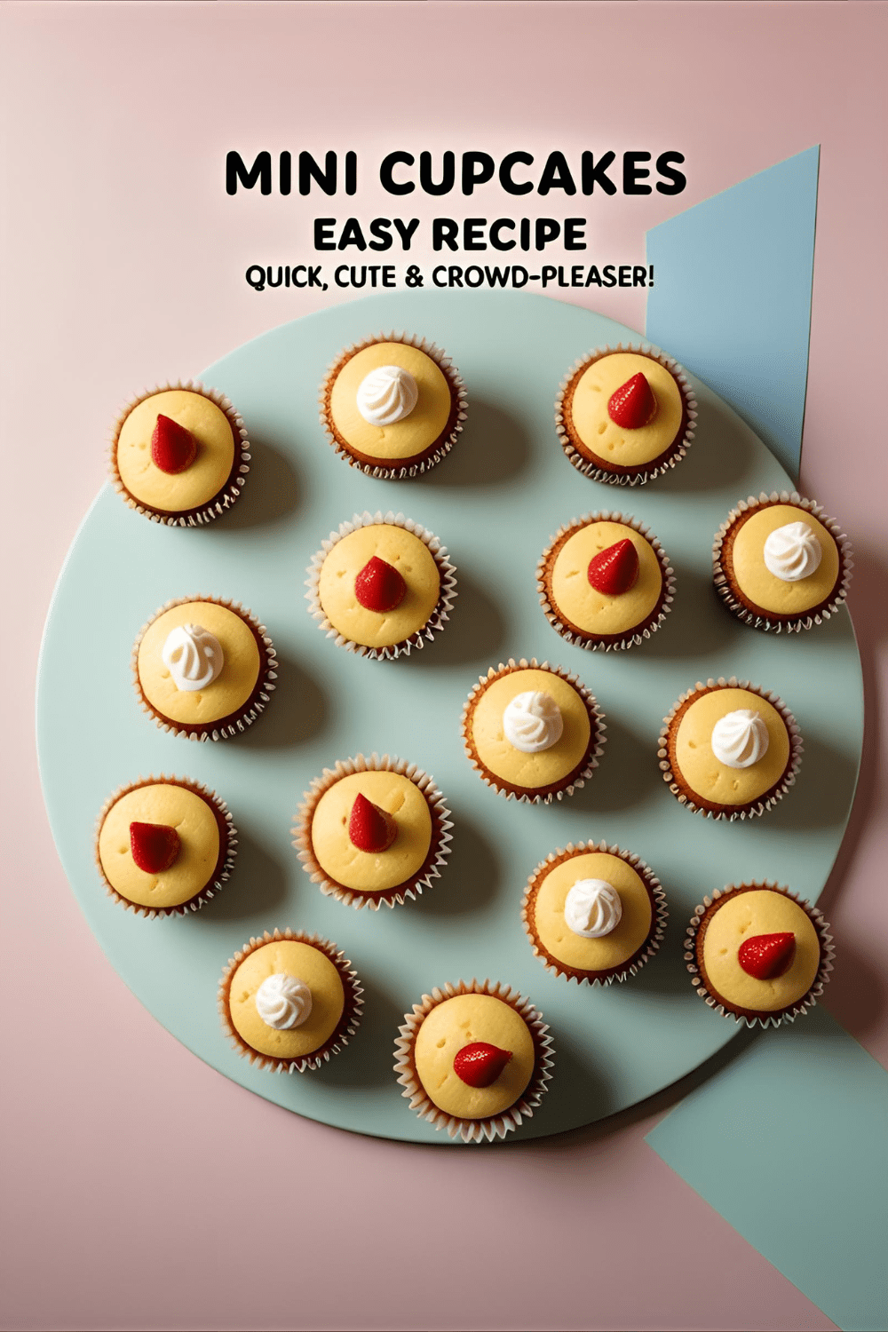 A batch of colorful frosted mini cupcakes arranged on a plate, perfect for parties or snacking