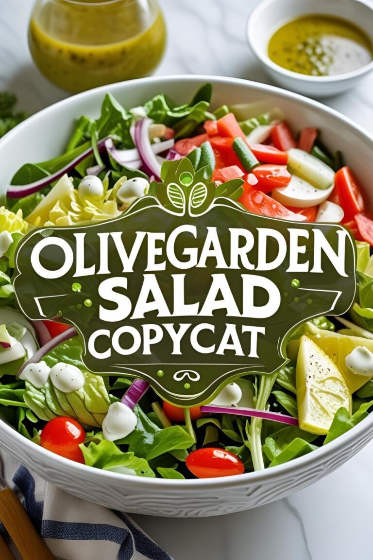 Bowl of colorful Olive Garden style salad with fresh veggies and creamy dressing