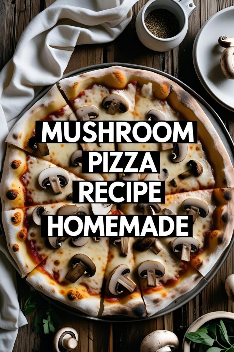 A rustic mushroom pizza with golden crust and gooey cheese perfect for homemade pizza night