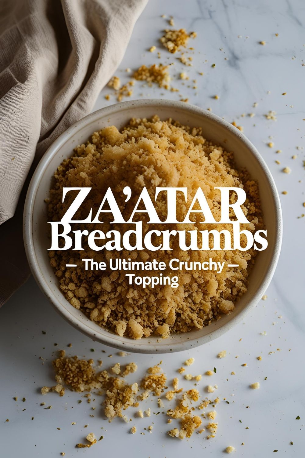 "Bowl of homemade za'atar breadcrumbs ready to sprinkle on dishes."