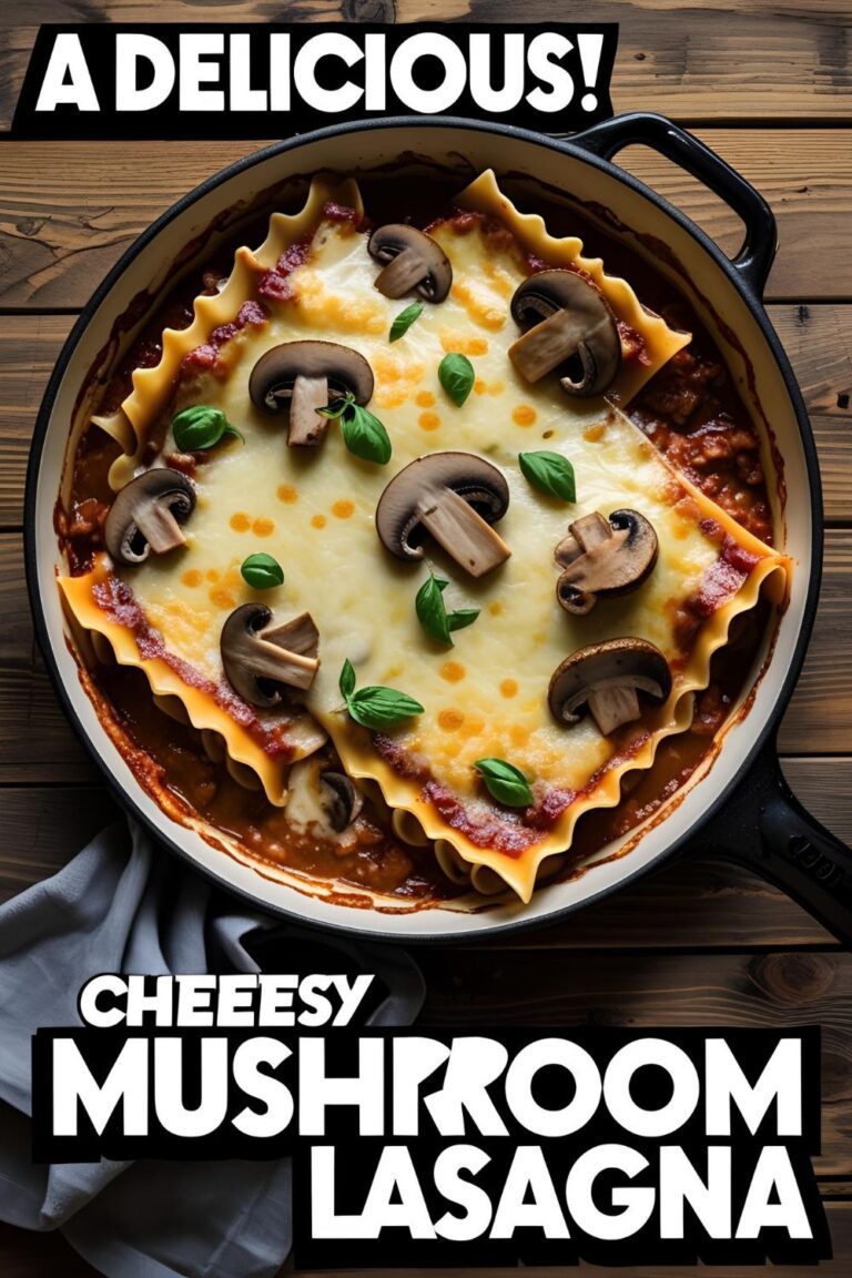 Cheesy mushroom lasagna Italian recipe perfect for dinner or guests