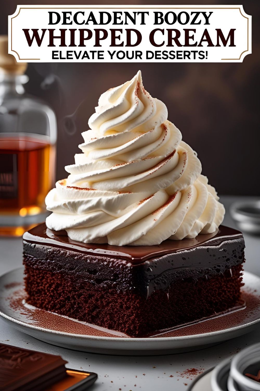 A bowl of fluffy boozy whipped cream ready to top your favorite dessert.