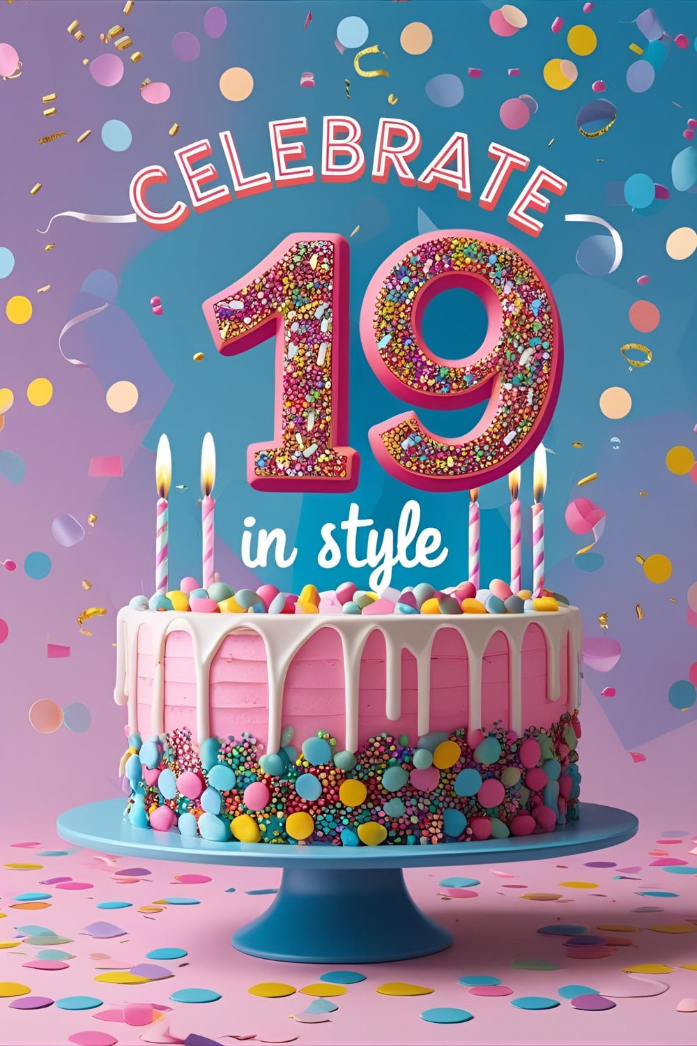 19 Birthday Cake with Vibrant Frosting