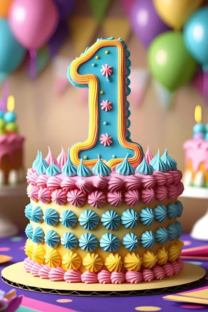  Moist Pastel 1st Birthday Cake