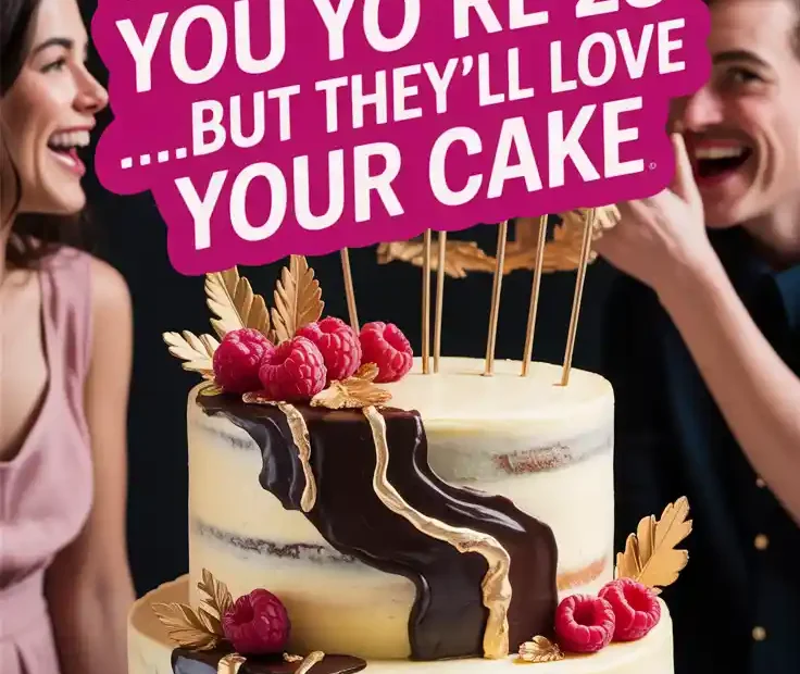 A Pinterest pin with the text "'Nobody Likes You When You're 23' ...But They'll Love Your Cake" over a photo of a fun and trendy 23rd birthday cake.
