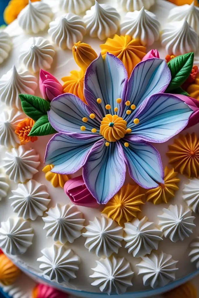 Instagram-style pastel buttercream cake with flowers and gold leaf