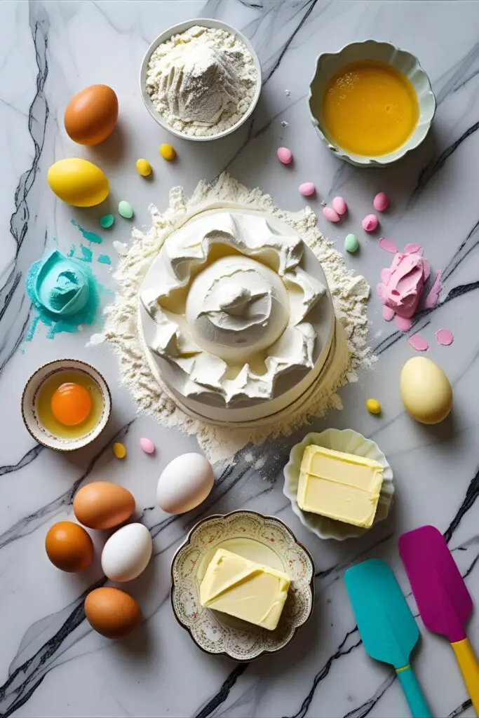 Pastel buttercream cake with floral decor in minimalistic style