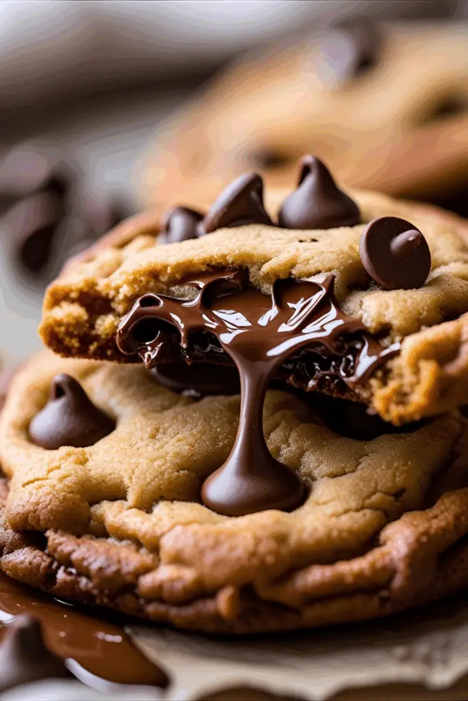 Stack of air fryer baked cookies on a plate with crumbs around