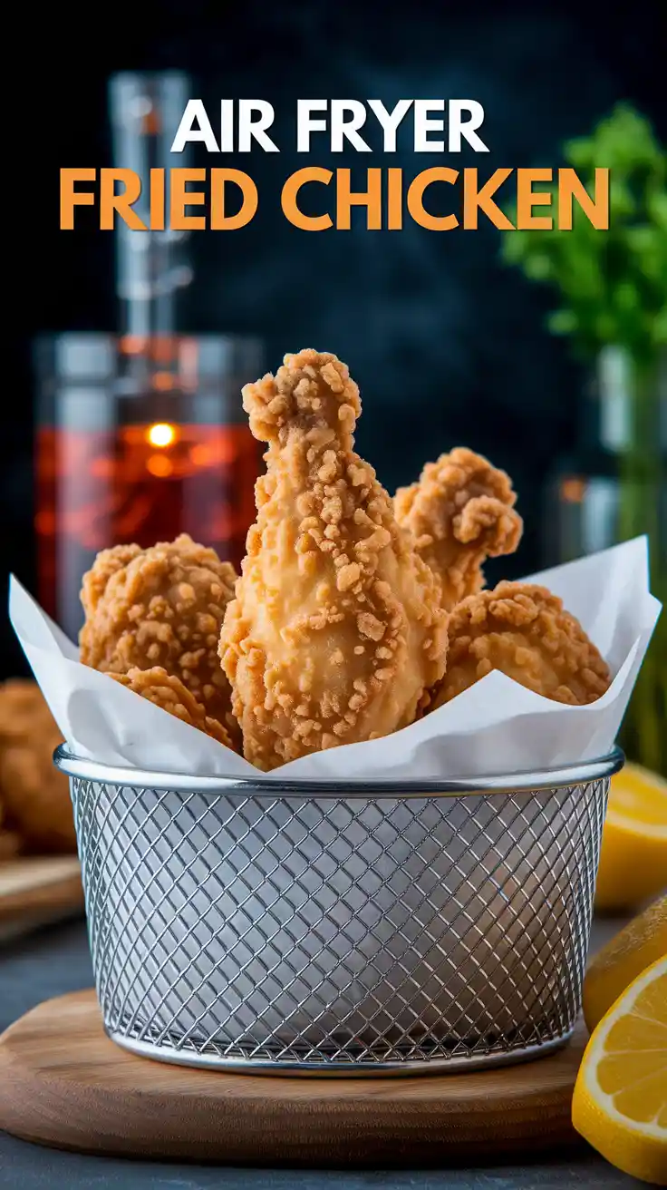 Crispy, golden air-fried chicken thighs arranged in basket