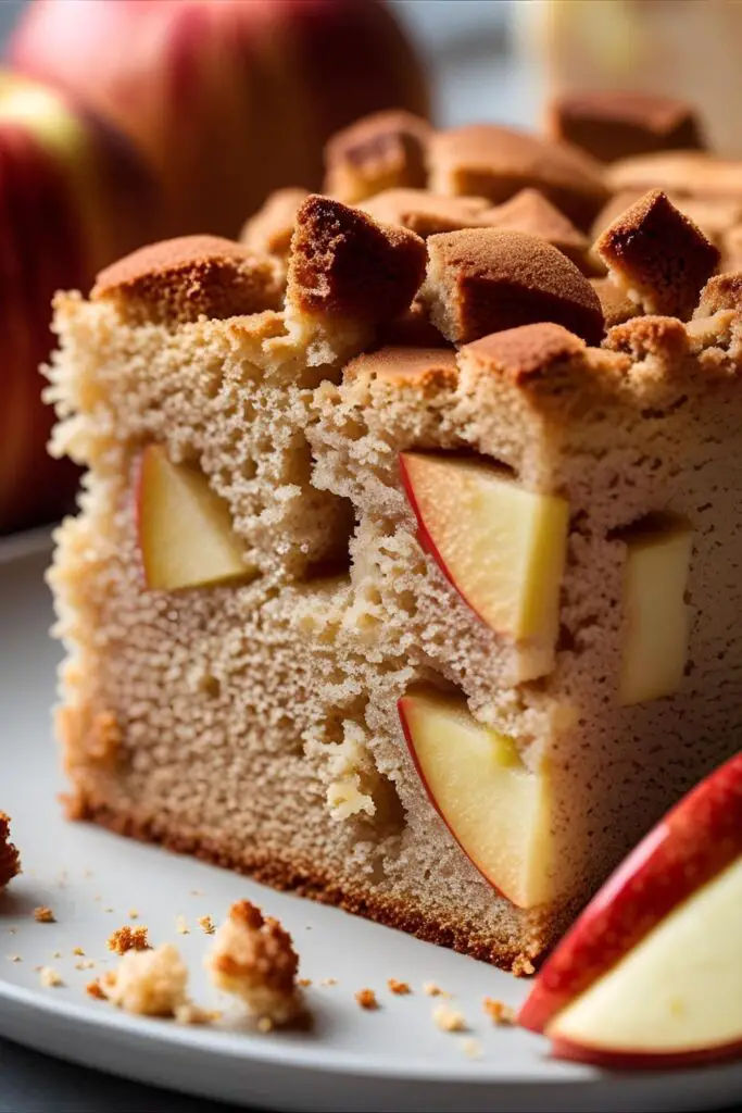 Caramel-topped apple bread slice on plate
