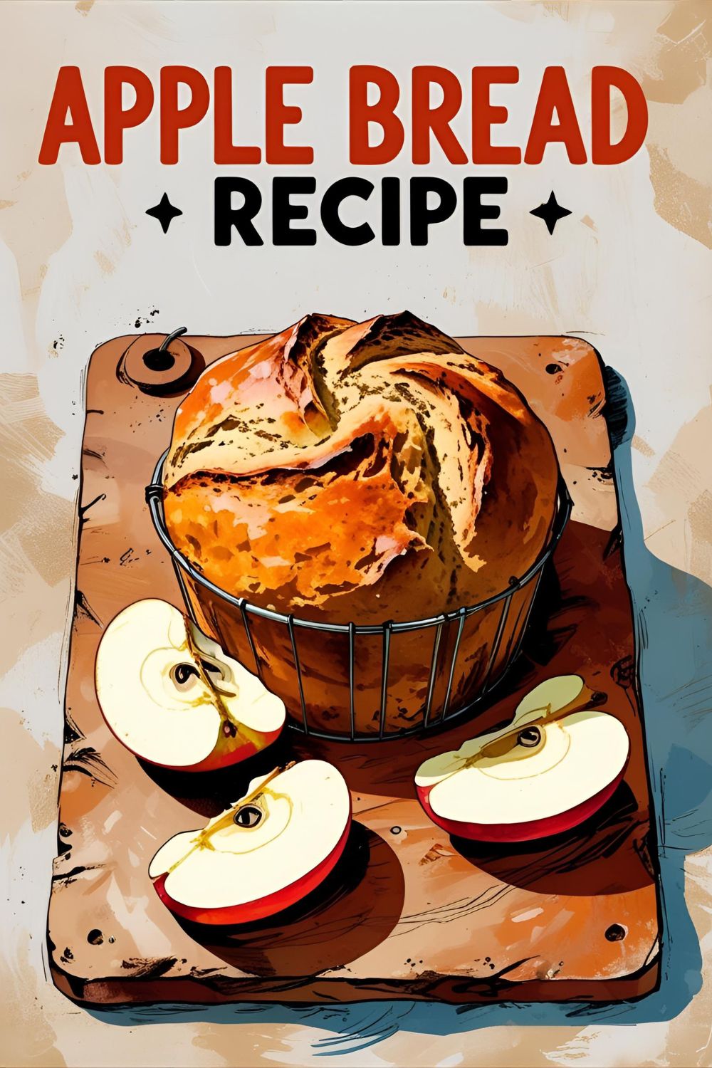 Sliced spiced apple bread loaf with apple chunks