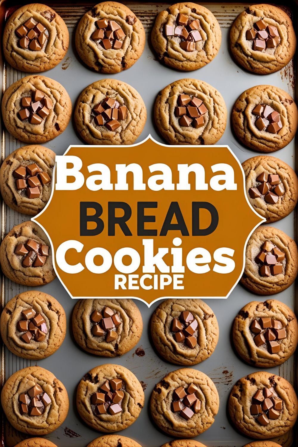 Close-up of banana bread cookie split to show soft interior