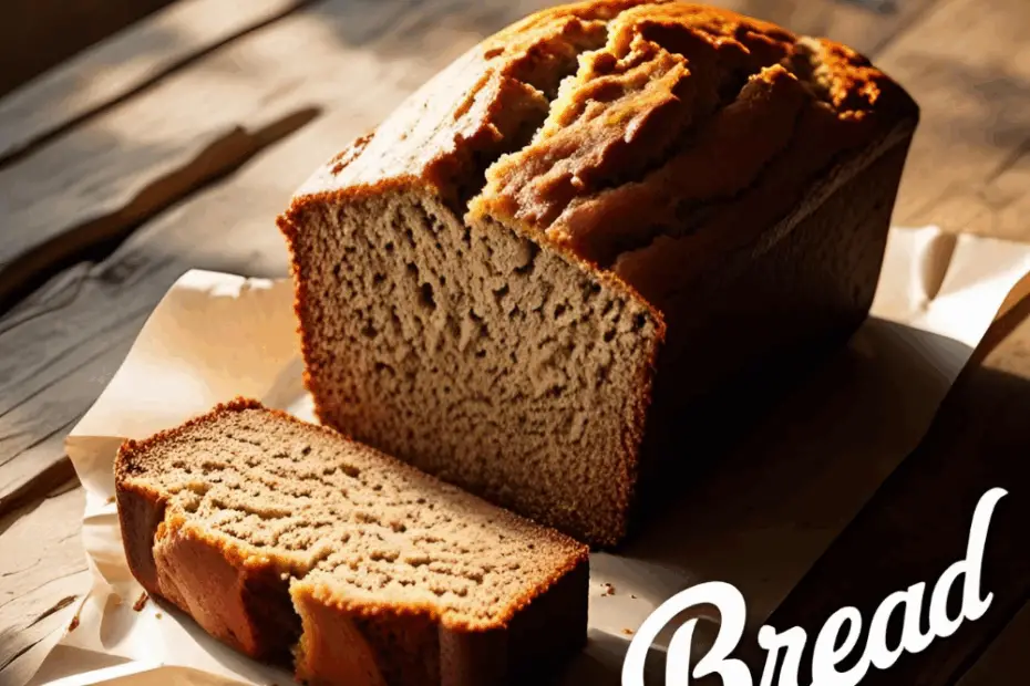 Moist banana bread loaf with chocolate chips and walnuts on a wooden board