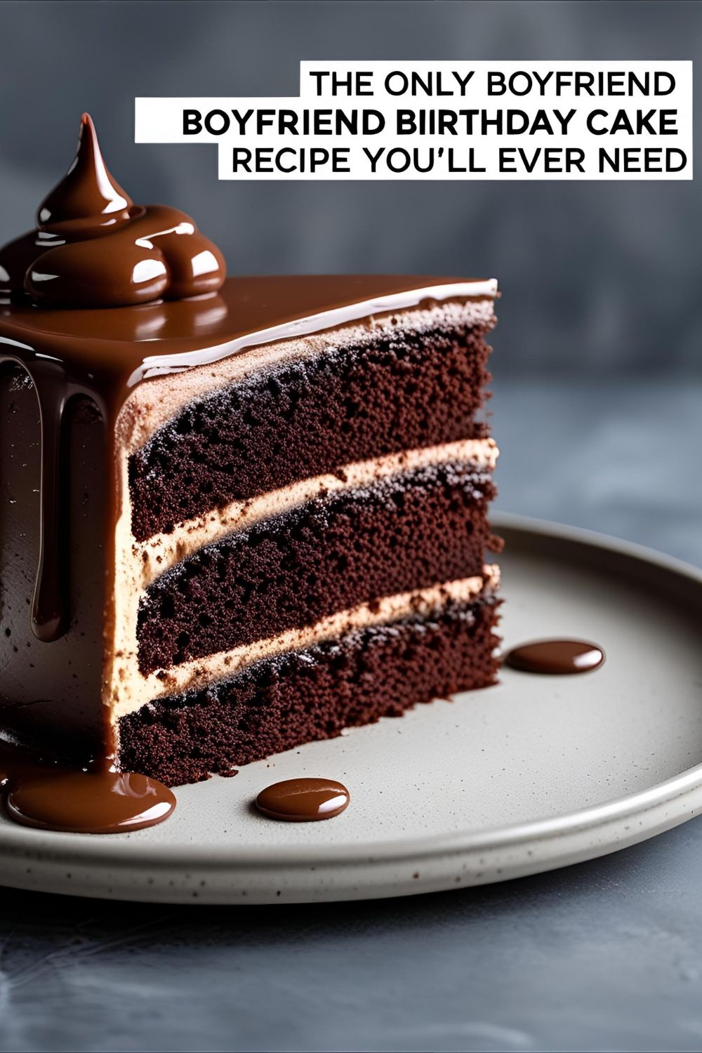 A split image showing two boyfriend birthday cake variations: one with a peanut butter frosting layer and one with a sophisticated espresso buttercream frosting.