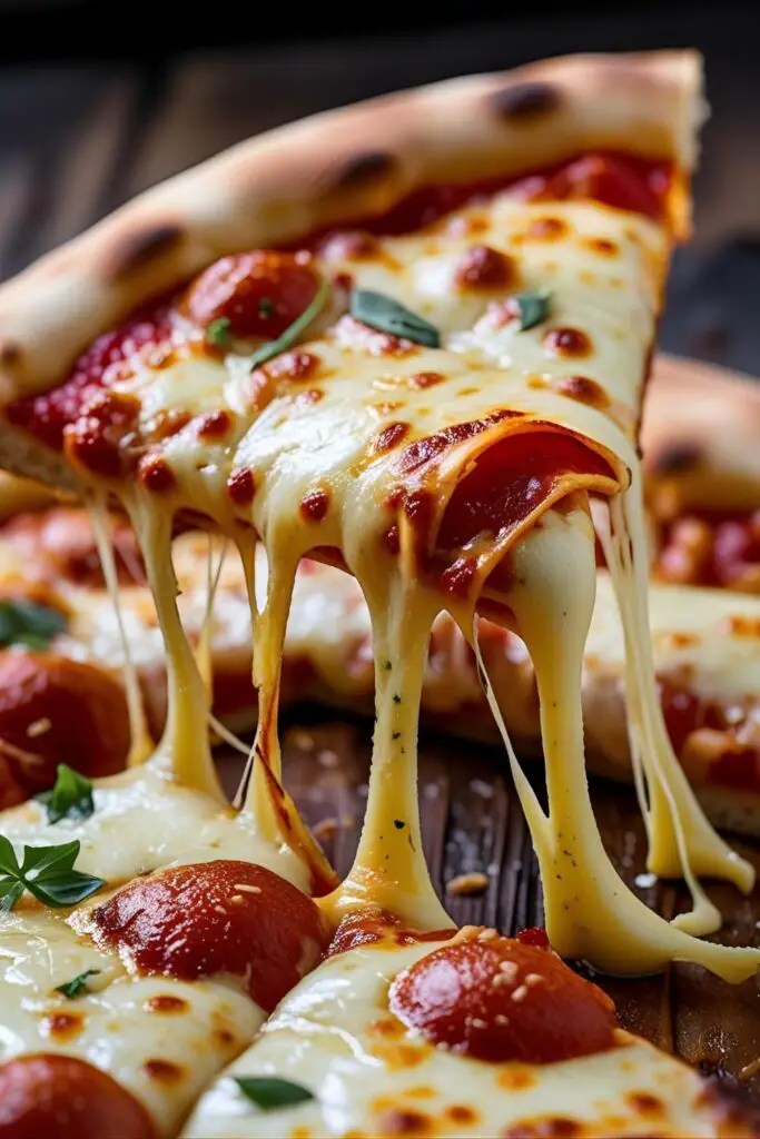 Cheese-pull close-up of egg toast with spinach
