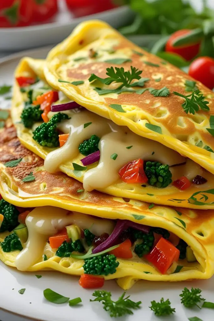 Avocado toast with spinach and tomato omelet on a rustic plate