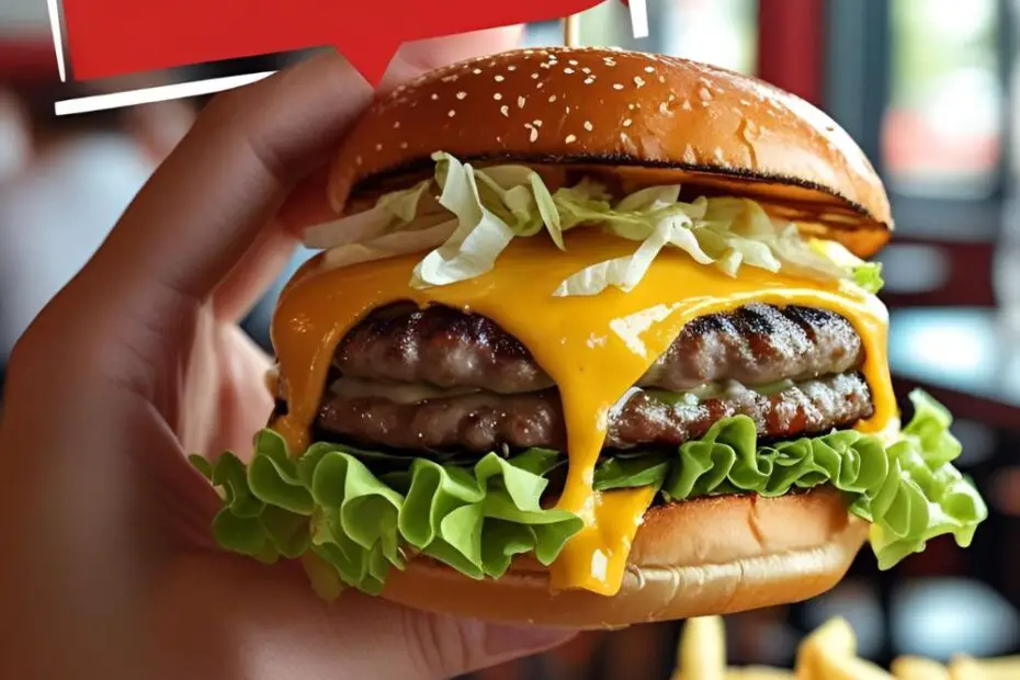 Cheesy burger and golden fries on a plate with ketchup on the side