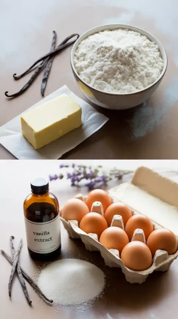  A close-up photo of a slice of a girl's christening cake, showing the fluffy vanilla layers and elegant pink buttercream rosettes.