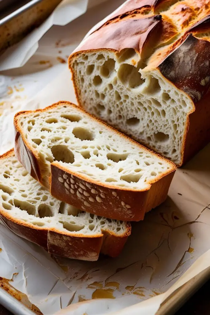 Ciabatta loaf topped with melted cheese and garlic oil