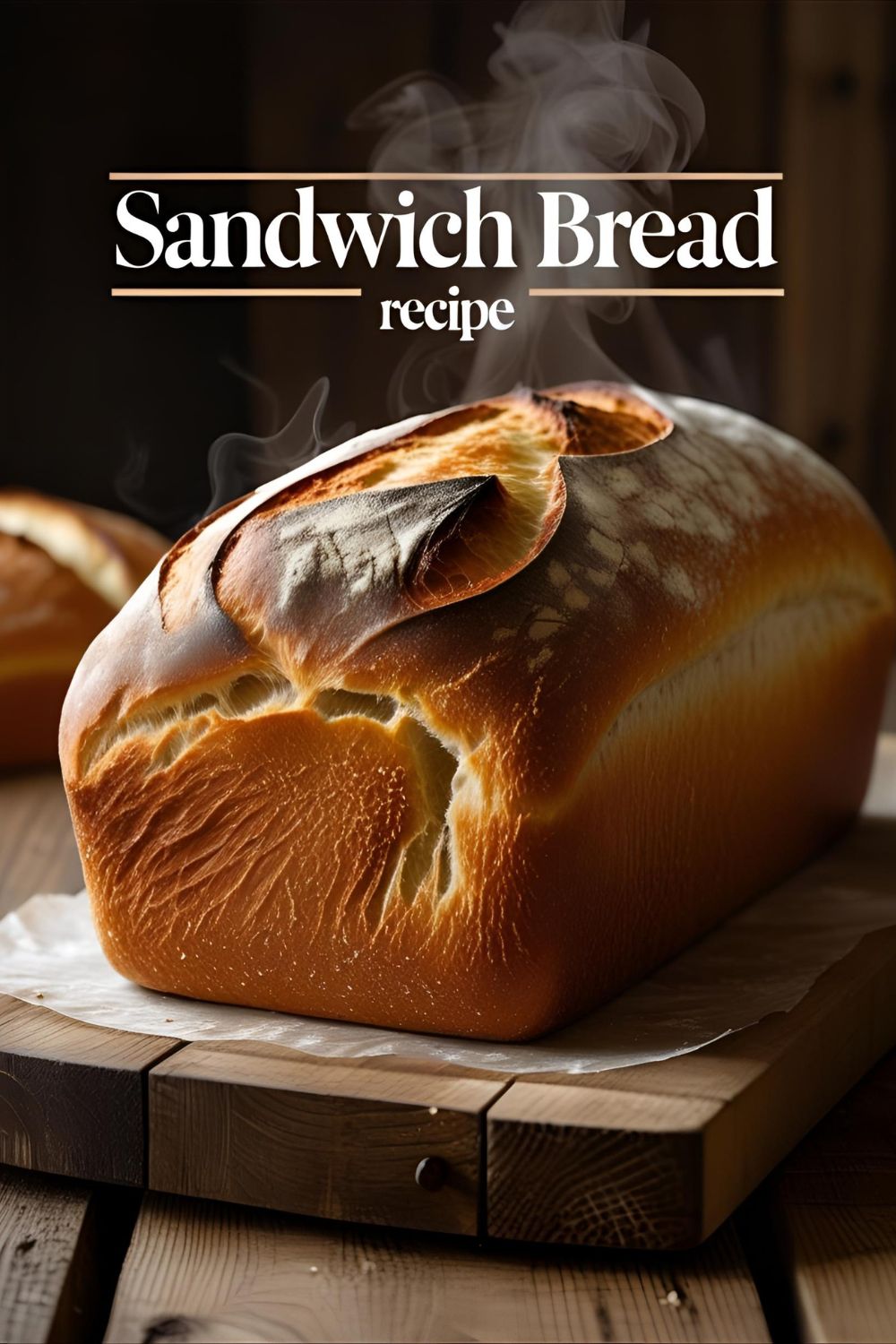 Soft homemade sandwich bread loaf sliced on wooden board