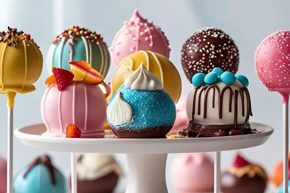 A colorful assortment of decorated cake pops with the text overlay "Easy Cake Pops Designs You Can Actually Make!".