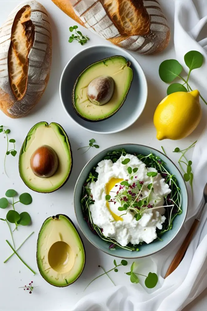 Close‑up of whipped ricotta avocado toast with chili flake
