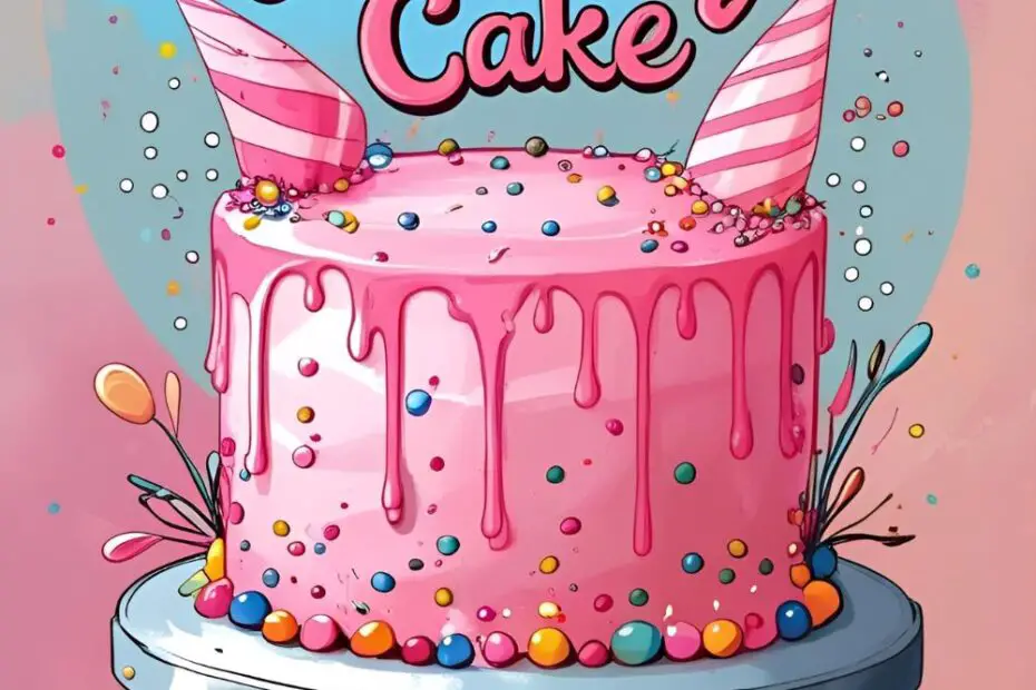 Front view of a two-layer pastel pink birthday cake with buttercream border