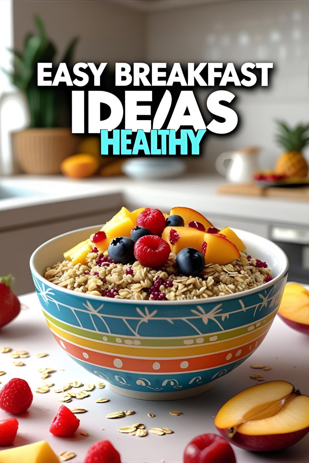 Creamy oat bowl topped with berries and banana slices