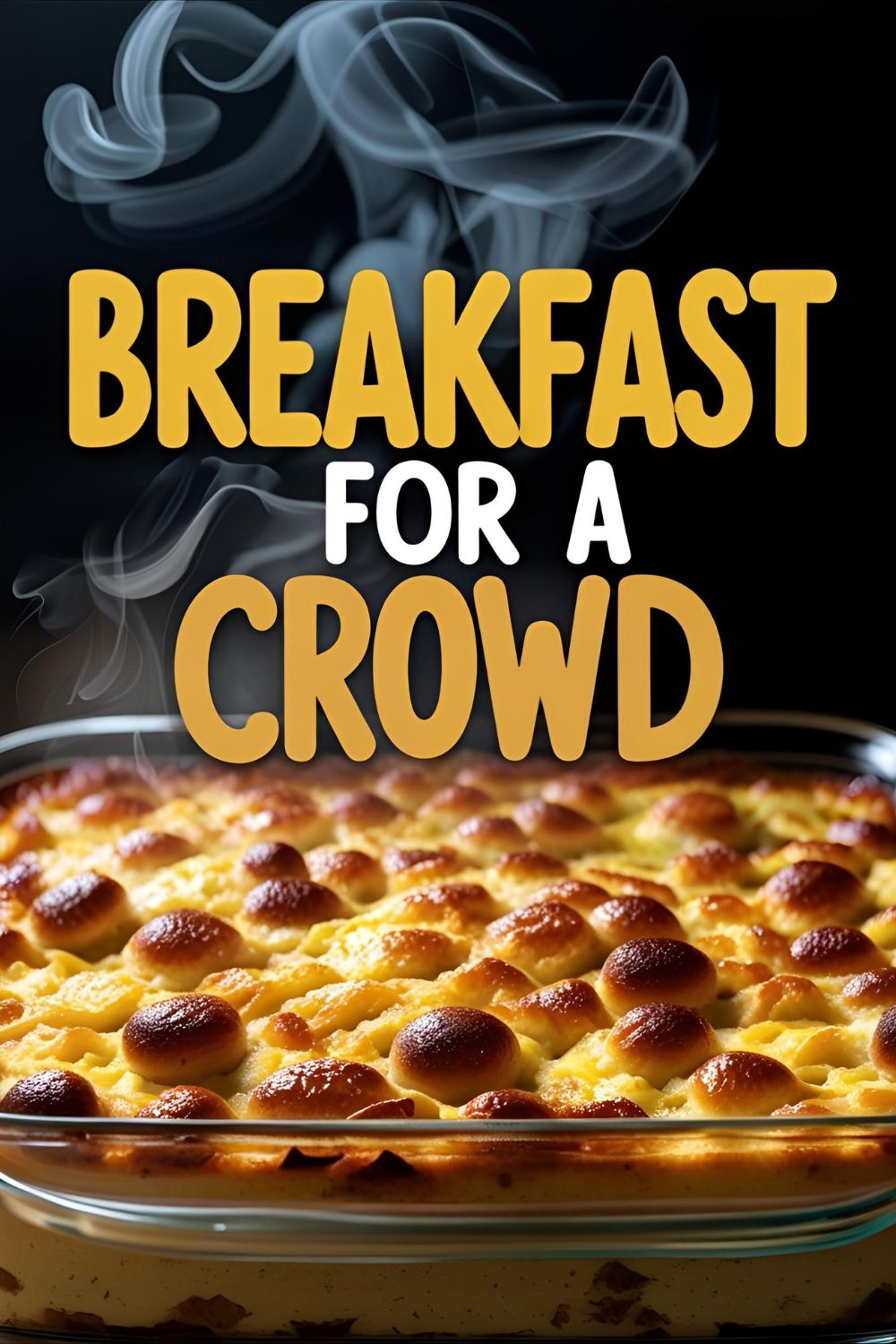 Cheese and sausage breakfast casserole served in a baking dish