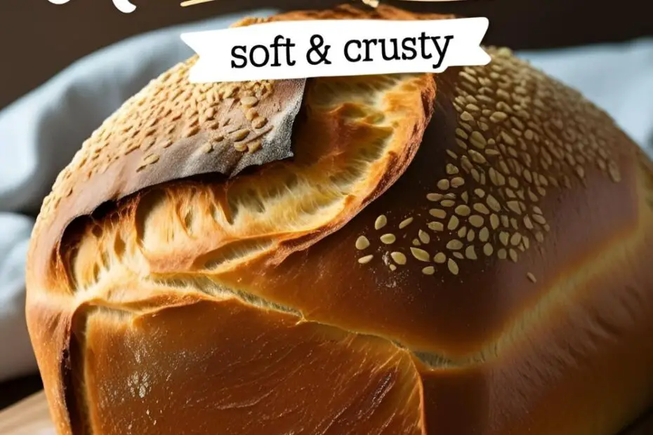 Sliced loaf of easy homemade bread with golden crust.
