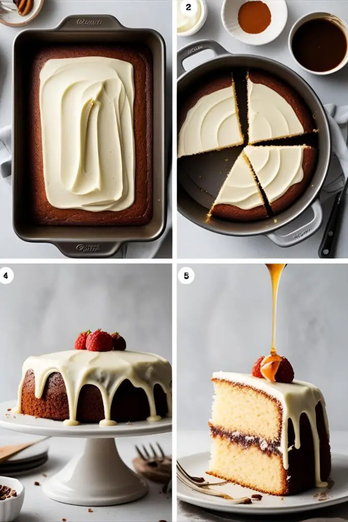 A slice of Texas sheet cake on a plate with crumbs and glossy frosting edge