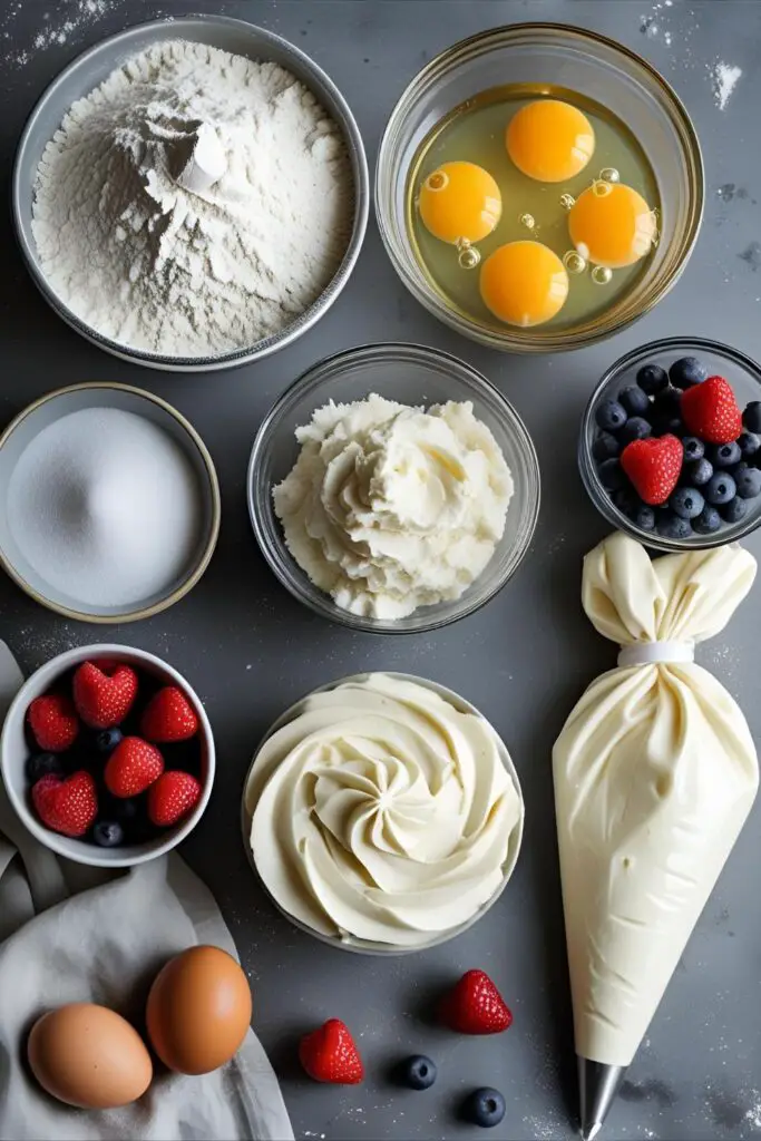 Close-up of birthday cake with piped frosting and berries